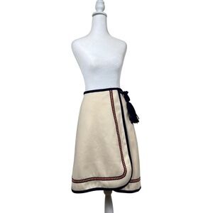 Danico‎ Vintage Cream Tassel Tie Wrap Boho Skirt Cape Small Nordic Danish Scandi